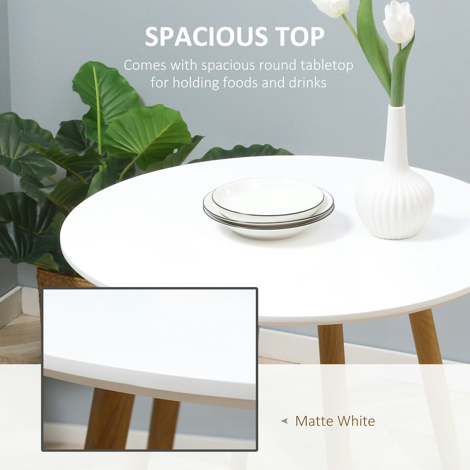 image 1 of HOMCOM Round Dining Table with Matte Top Metal legs, Kitchen Table for 2 People