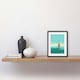 image 2 of A Sailboat a Red Sail Sailing a Calm Sea 9x7" Black Framed Wall Art Print