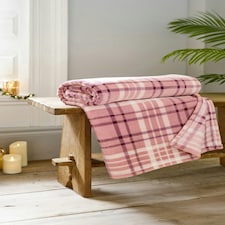 Snuggle Check Throw - Plaid Patterned Soft 140 x 180cm Throw | Pink | 1