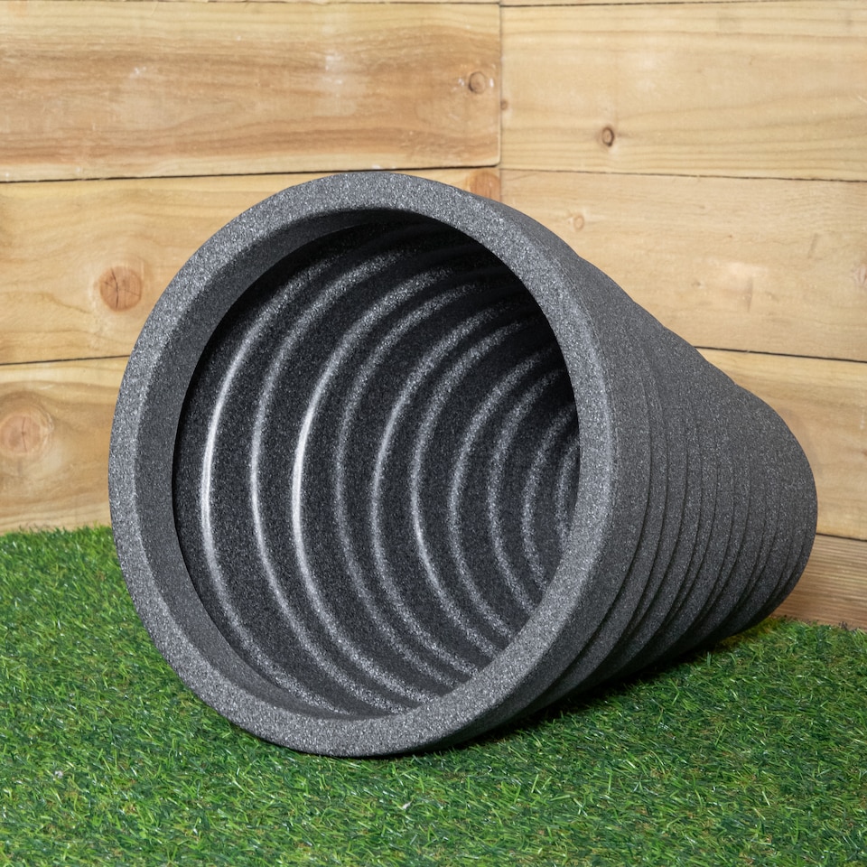image 1 of 33cm x 48cm Large Plastic Trojan Garden Plant Pot in Dark Grey