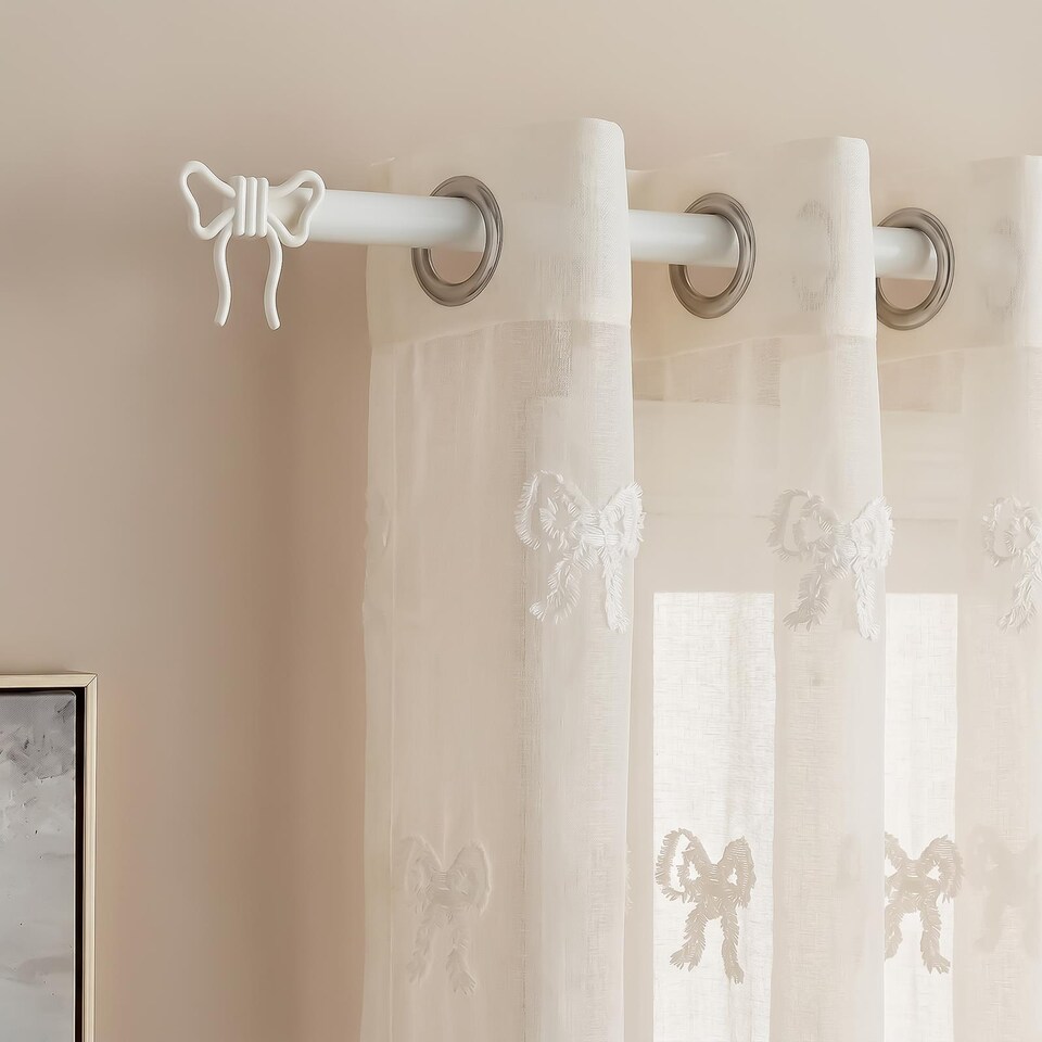 image 1 of OHS Bow Finial Curtain Pole Extendable 16mm Metal End Rod
