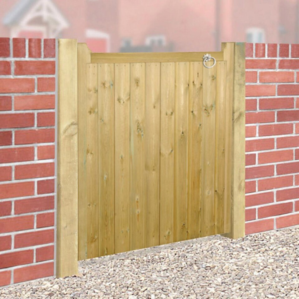 image 1 of Drayton Square Top Low Single Gate - Pressure Treated Scandinavian Redwood - W900 x H950 mm | Brown | 1