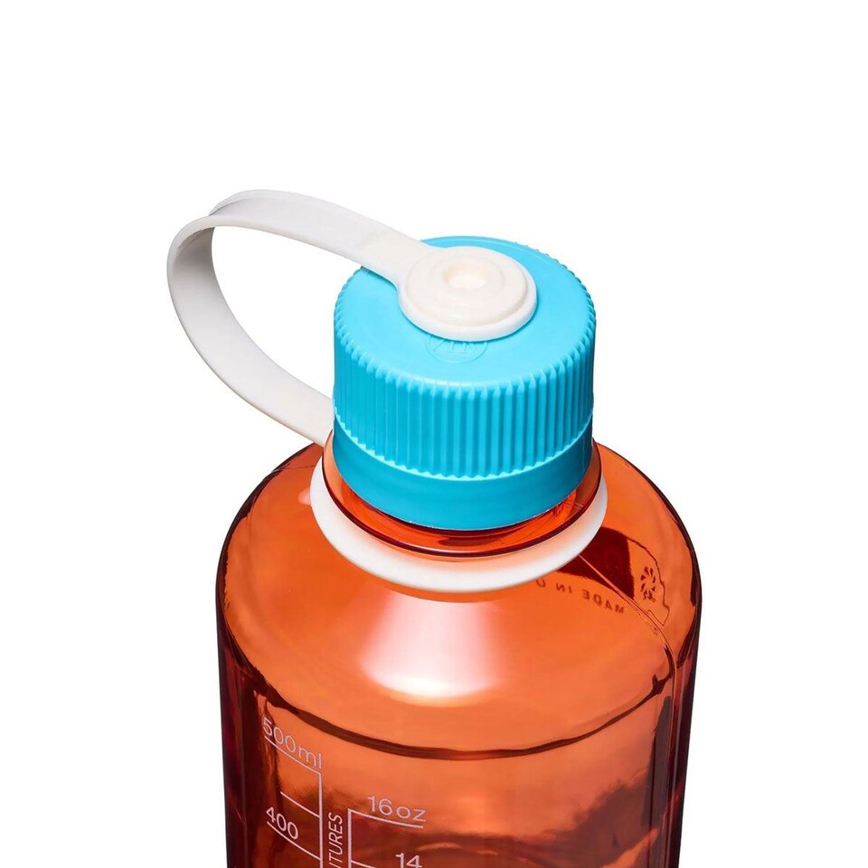 image 1 of Nalgene Narrow Mouth 500ml Tritan Renew Water Bottle - Flame - Blue Atoll Cap