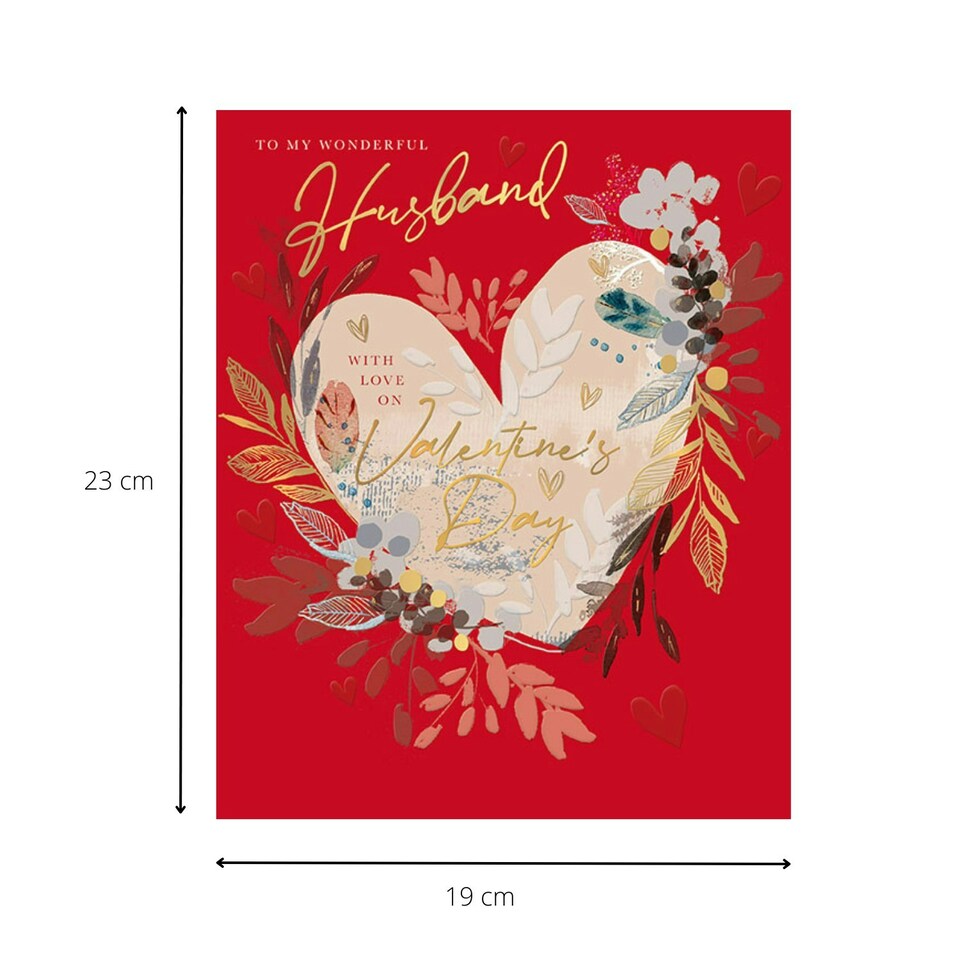 image 1 of Words 'n' Wishes Valentine Day Card to my Wonderful Husband on Valentine's Day, 23 x 19 cms, Red
