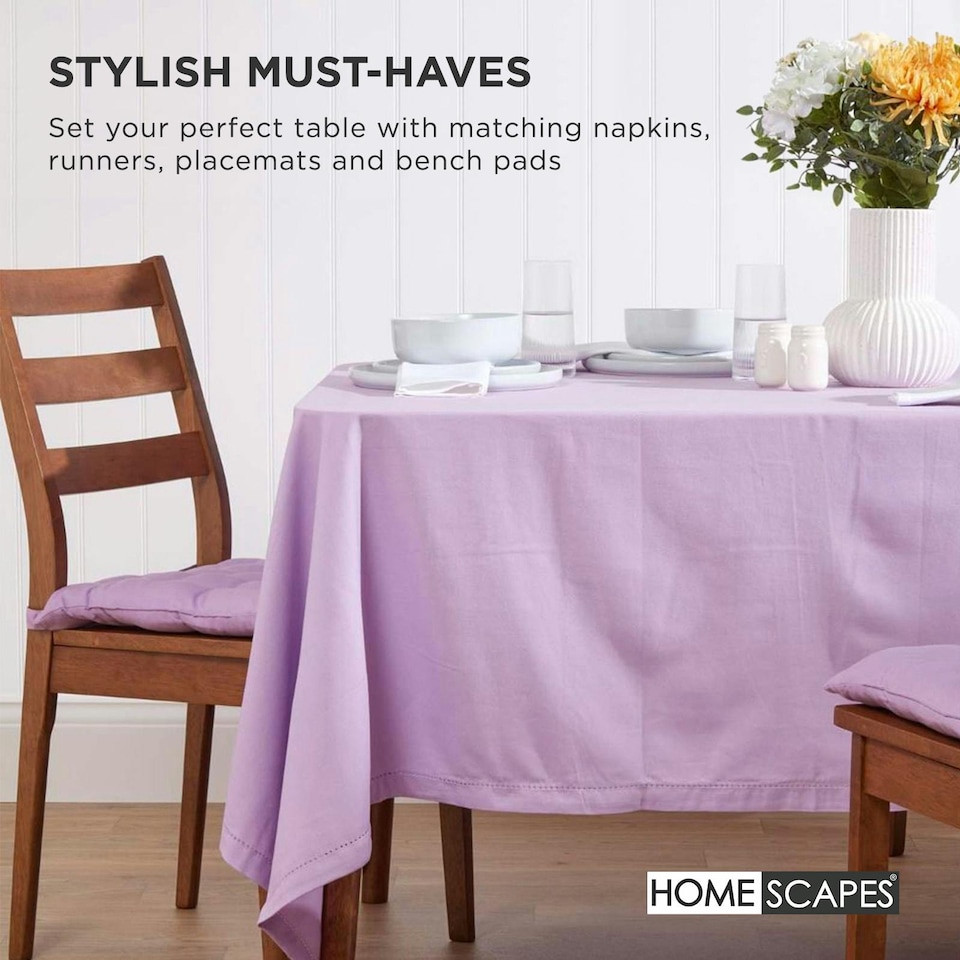 image 1 of Homescapes Seat Pad Luxury Cotton Indoor Outdoor Garden Dining Cushion Mauve | Purple | 40 x 40 cm | 1