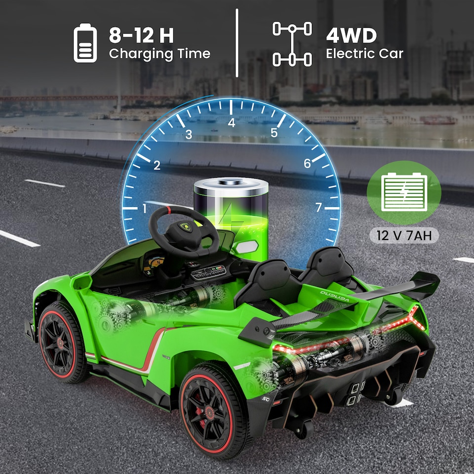 image 1 of COSTWAY 12V Battery Powered Electric Vehicle Kids Car Green