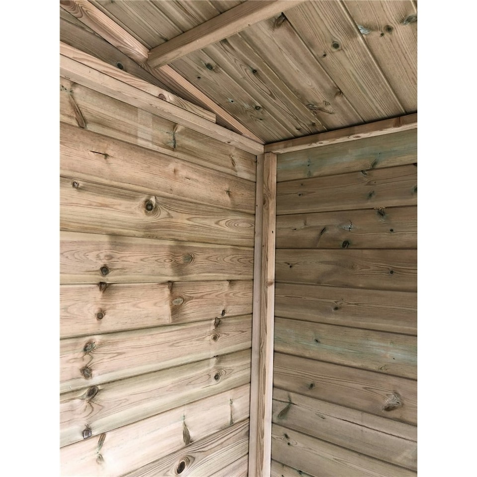 image 1 of 9 x 9 Pressure Treated T&G Apex Summerhouse + LONG WINDOWS + Overhang + Safety Toughened Glass + Euro Lock with Key (9' x 9' / 9ft x 9ft) (9x9)