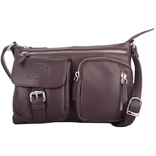 London Leathergoods Womens Smooth Genuine Leather Cross Body / Shoulder Bag | Brown | Dak Brown
