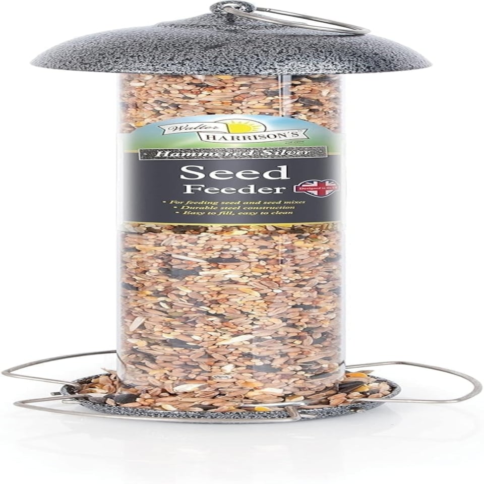 Walter Harrison's Hammered Silver Wild Bird Hanging Seed Feeder - 30 cm
