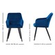 image 7 of Set of 2 Camden Modern Velvet Dining Chairs with Armrests, Quilted Design & Black Metal Legs Blue