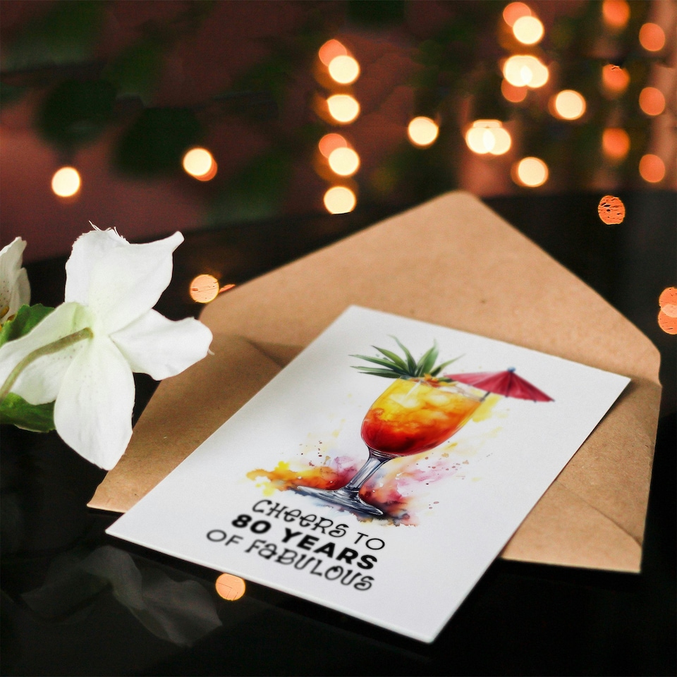 image 1 of Cheers to 80 Years of Fabulous Cocktail Fun 80th Birthday Card For Women