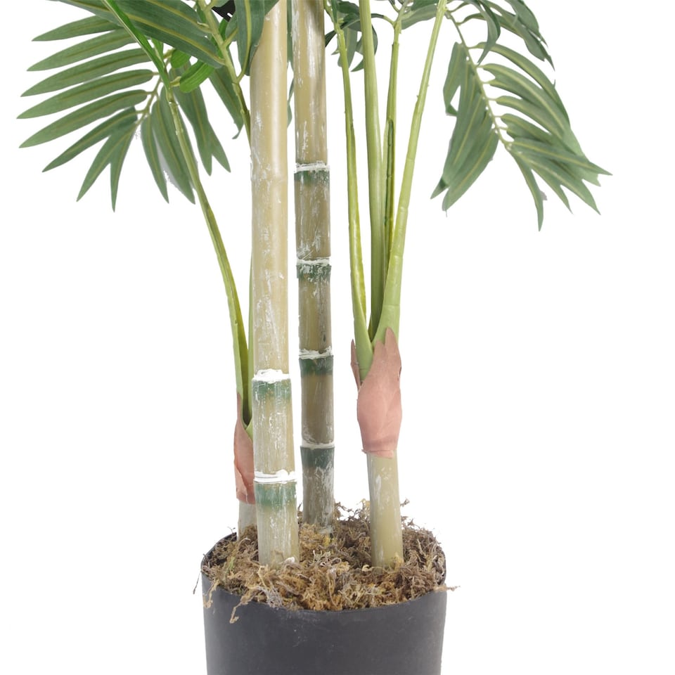 image 1 of 120cm Realistic Artificial Areca Palm with pot with Gold Metal Planter | Green | 4ft