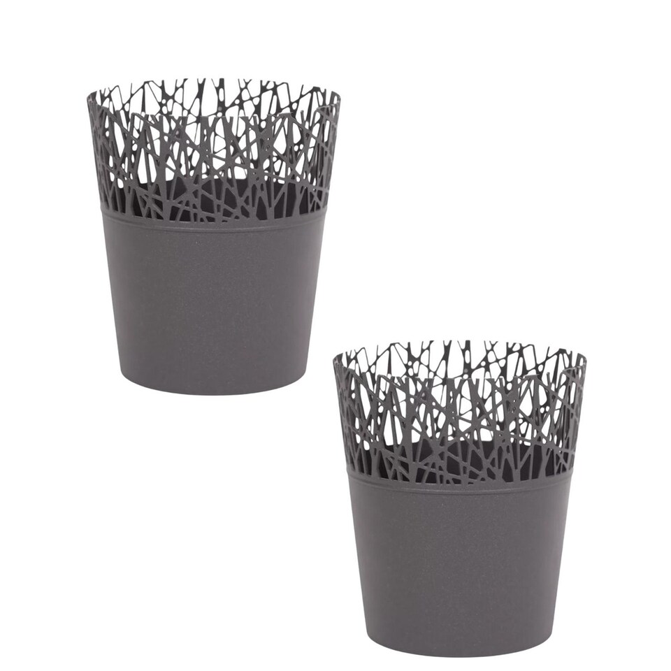 image 1 of Mini Plastic Flower Planter Pots - 183x160x160 cm | Grey | Grey & Set of 2 | 2