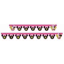 Disney Minnie Mouse Happy Birthday Banner - Black/Pink/Yellow - One Size