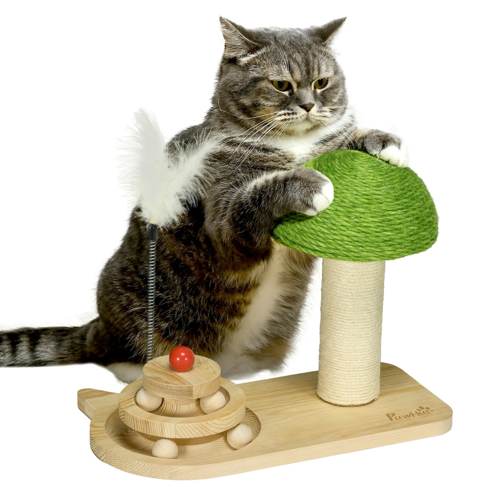image 1 of PawHut Mushroom-Shaped Cat-Scratching Post for Indoor Cats