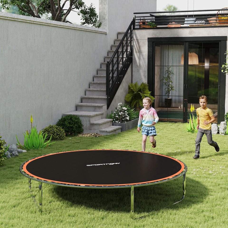 image 1 of SPORTNOW Trampoline Replacement Mat with Eight Rows of Stitching, Spring Pull Tool, 54 V-Hooks, for 10ft Trampoline, Using 14cm Springs, Trampoline Jumping Mat, Orange | Orange