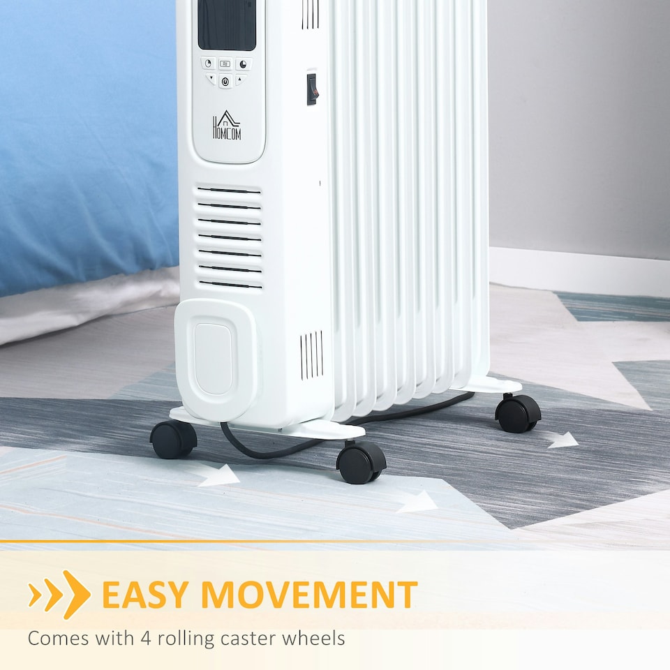 image 1 of HOMCOM Oil Filled Radiator Electric Heater 3 Heat Settings Remote