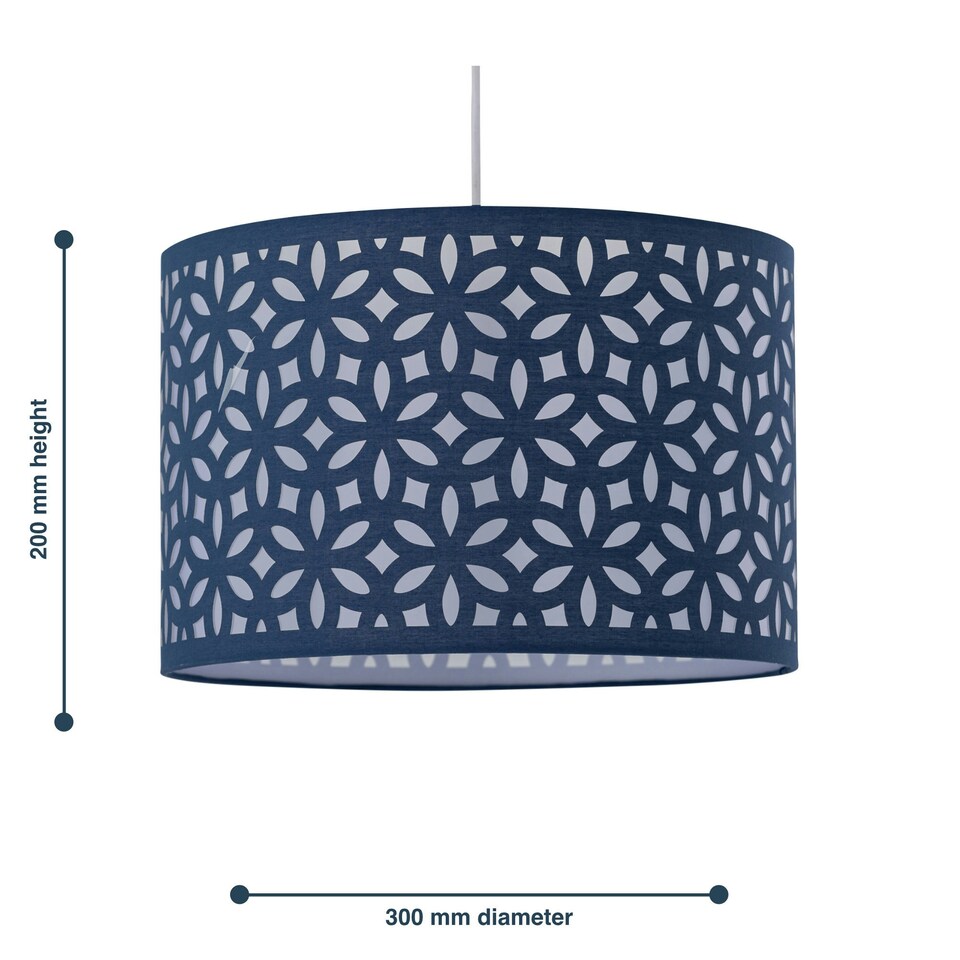 image 1 of Navy Blue Laser Cut 30cm Pendant Lightshade Blue