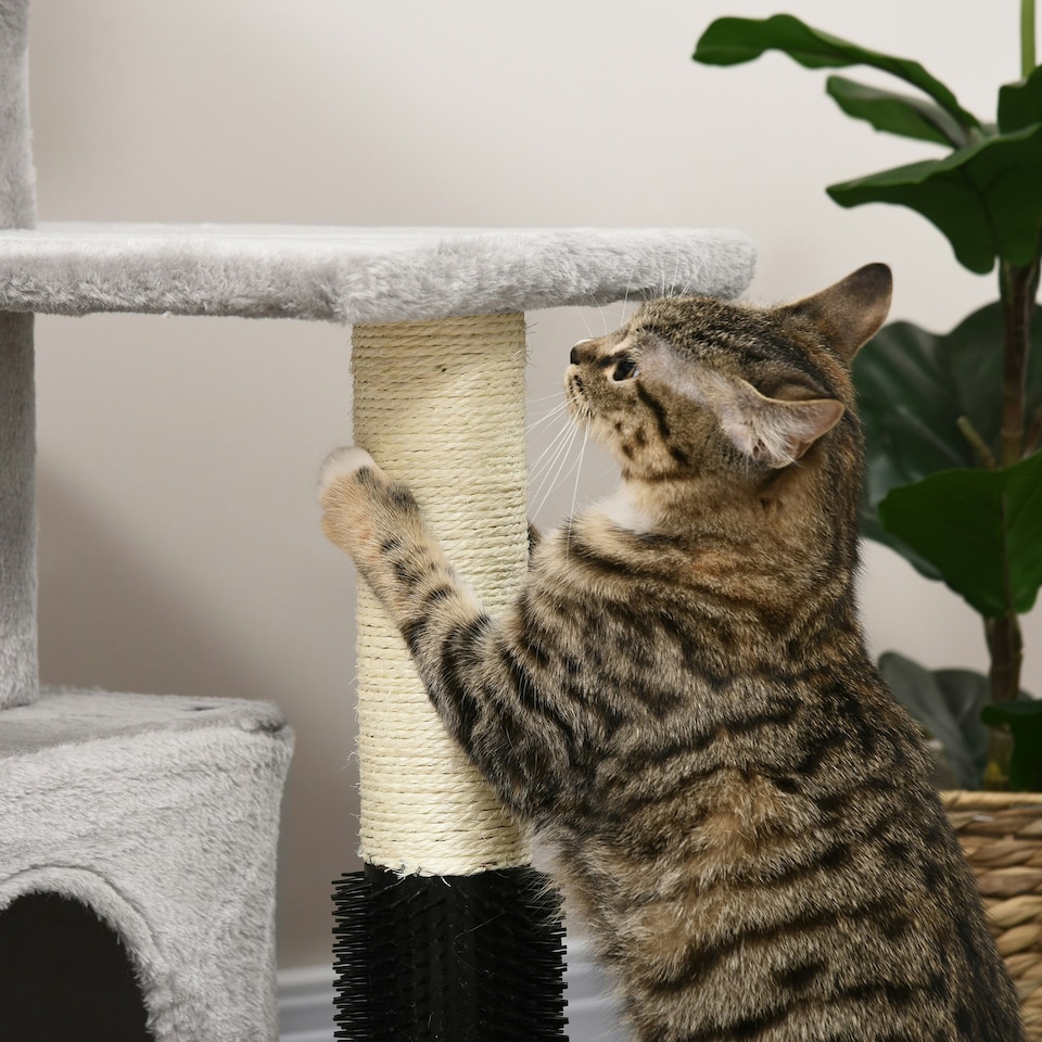 image 1 of PawHut Cat Tree with Scratch Post Condo Perch for Indoor Cats, 85cm, Grey