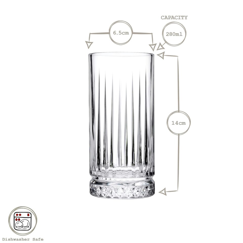 image 1 of Pasabahce Elysia Highball Glasses - 280ml - Pack of 4