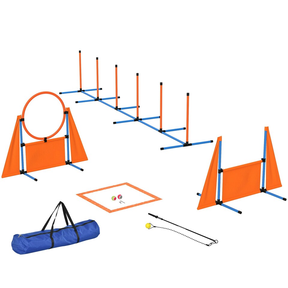 image 1 of PawHut Seven-Piece Dog Agility Equipment, Obstacle Training Course Kit