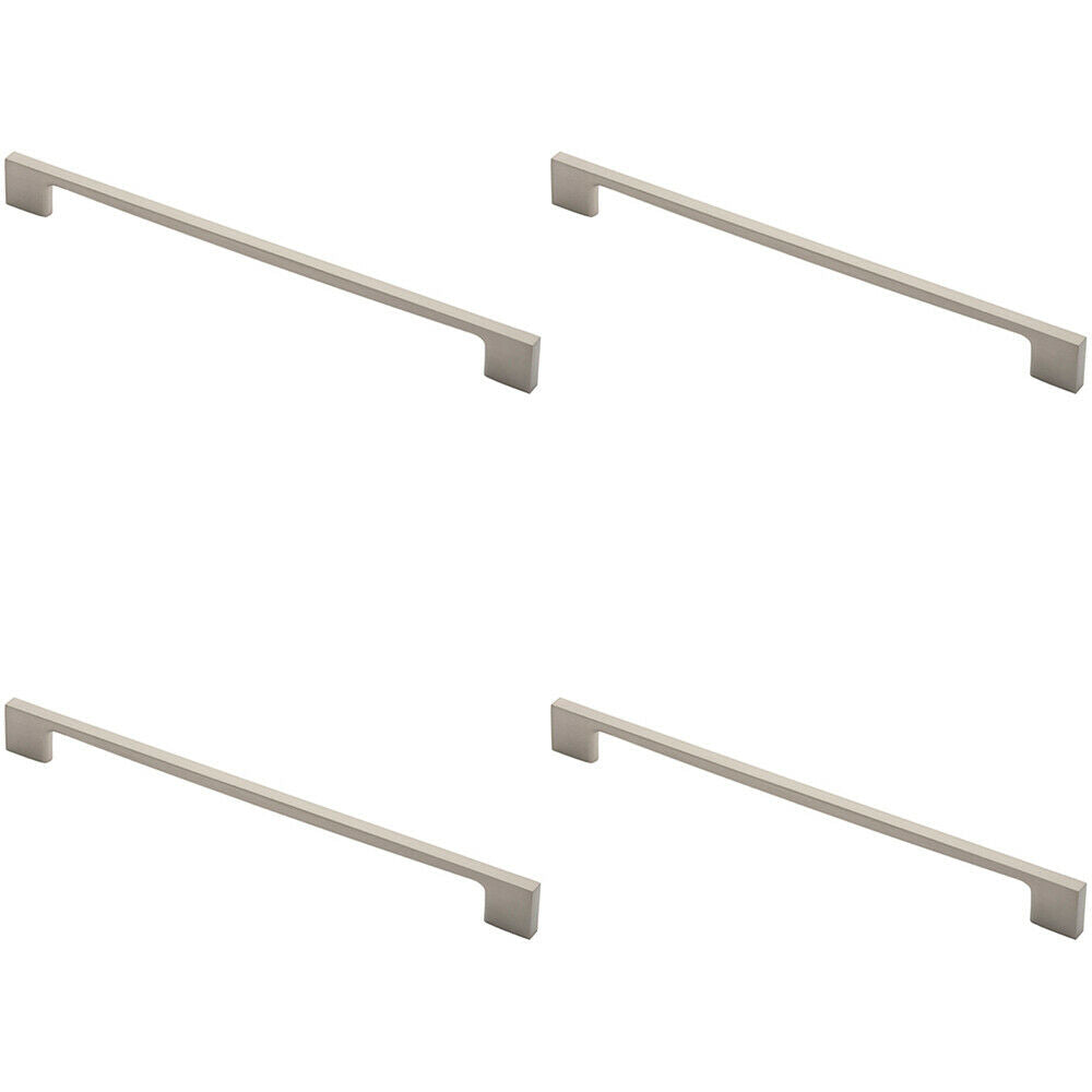 Loops 4x Slim D Shape Pull Handle 290 x 9mm 256mm Fixing Centres Satin Nickel in Metallics