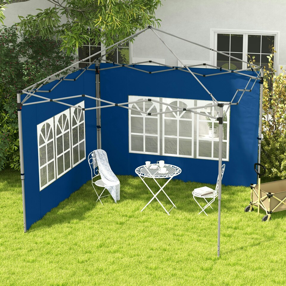 image 1 of Outsunny Gazebo Side Panels for 3x3(m) or 3x4m Pop Up Gazebo, 2 Pack, Blue