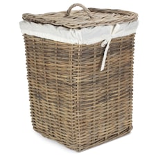 Large Square Rattan Laundry Basket | Brown | Brown