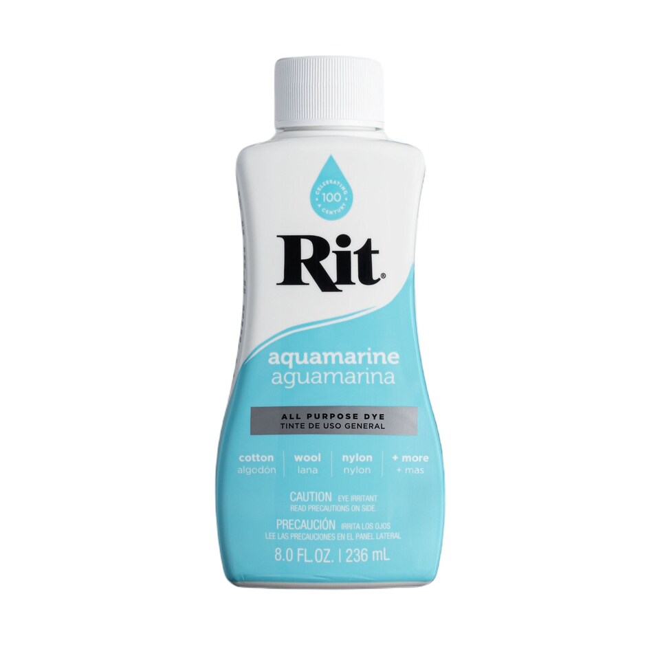 image 1 of Rit All Purpose Liquid Dye - High Pigment Fabric Colouring Dyes 8oz | Blue | Aquamarine