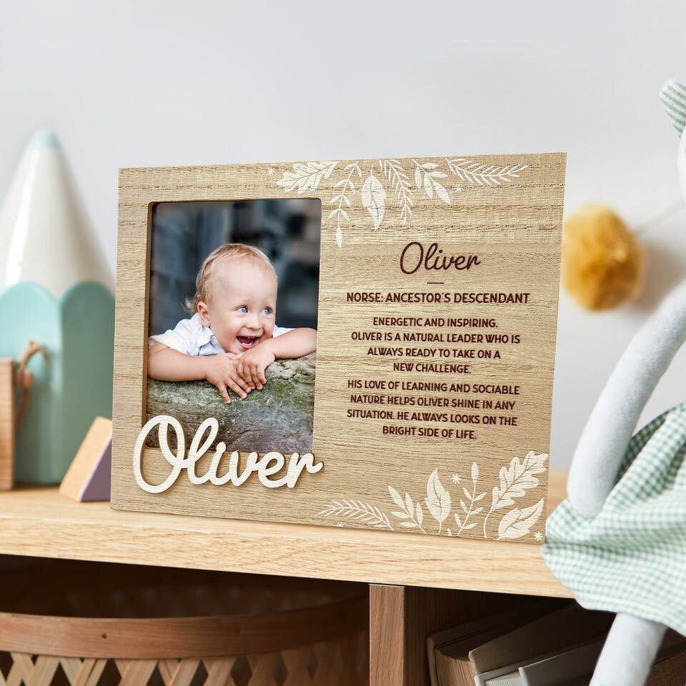 image 1 of History & Heraldry Pre-Personalised Kids Wooden Picture Frame - Jacob