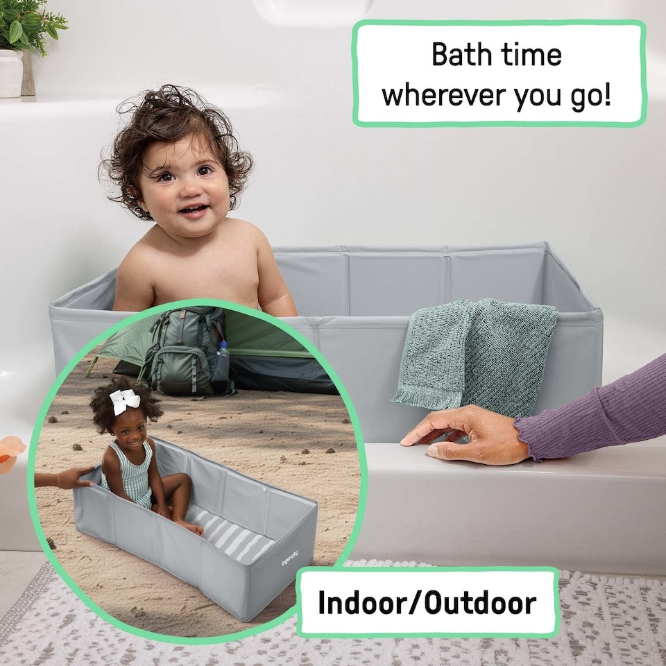 image 1 of Ingenuity Tuckaway Toddler Tub Grey Suitable from 12 Months to 5 Years