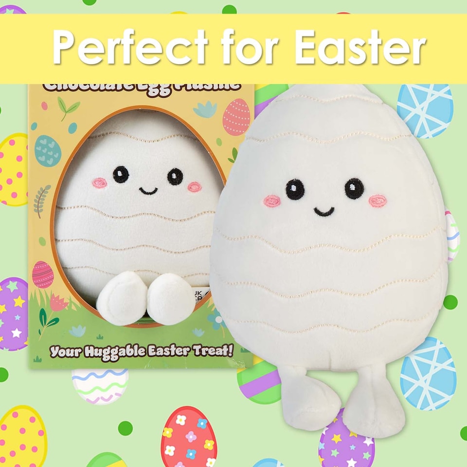 image 1 of PMS Easter Egg Soft Toy in Gift Box 19cm x 15cm, White