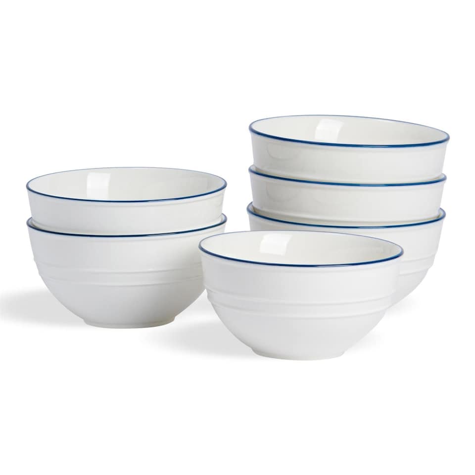 image 1 of Nicola Spring White Farmhouse Serving Bowls - 18cm - Pack of 6 | White | White