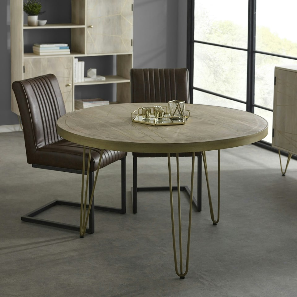 image 1 of Light Gold Round Dining Table