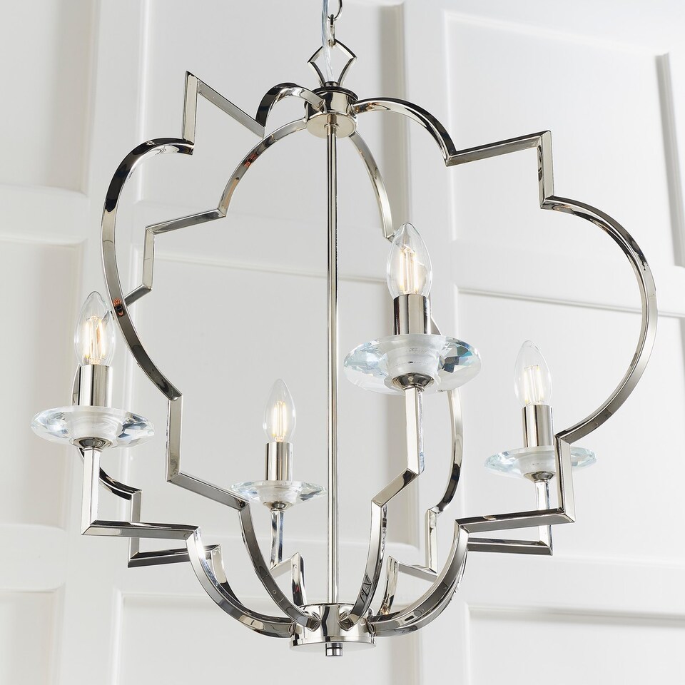 image 1 of Garland 4 Light Ceiling Pendant Polished Nickel & Clear Crystal Glass, E14