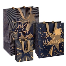 Hallmark Pack Of 3 Gift Bags - 3 Sizes - Star Designs