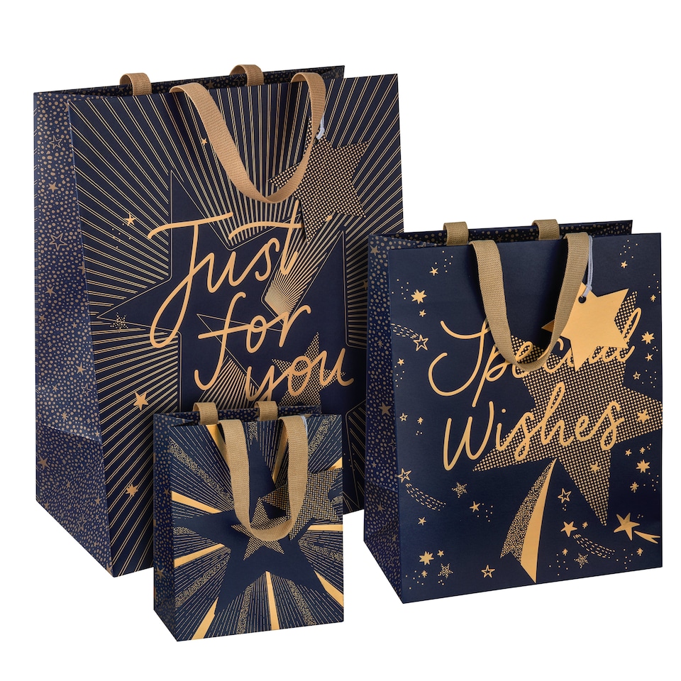 image 1 of Hallmark Pack Of 3 Gift Bags - 3 Sizes - Star Designs