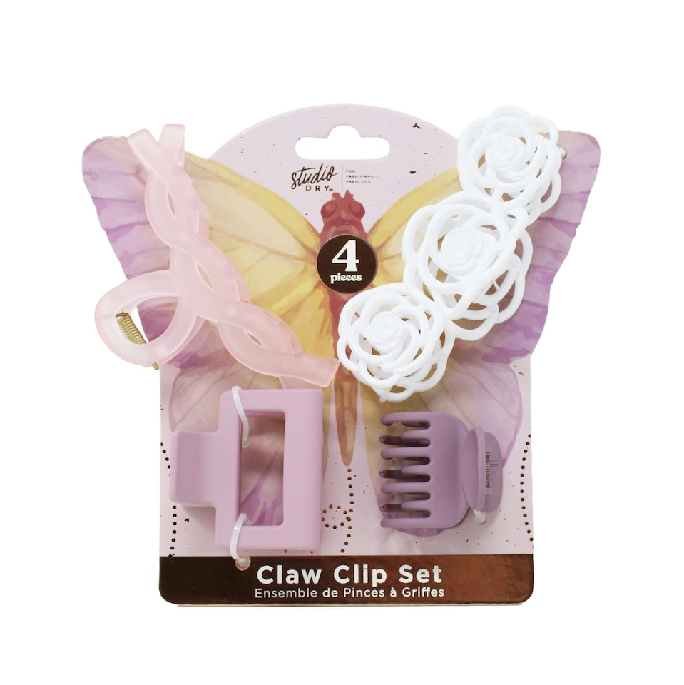 Studio Dry Butterfly Claw Clip Set 4Pcs | Pink | 4