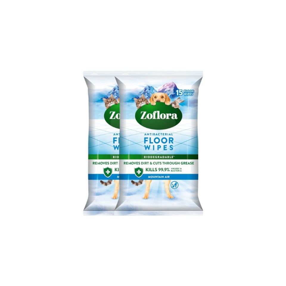 image 1 of Zoflora Antibacterial Floor Wipes Mountain Air 15 Pack | Blue | 6 Pack | 15