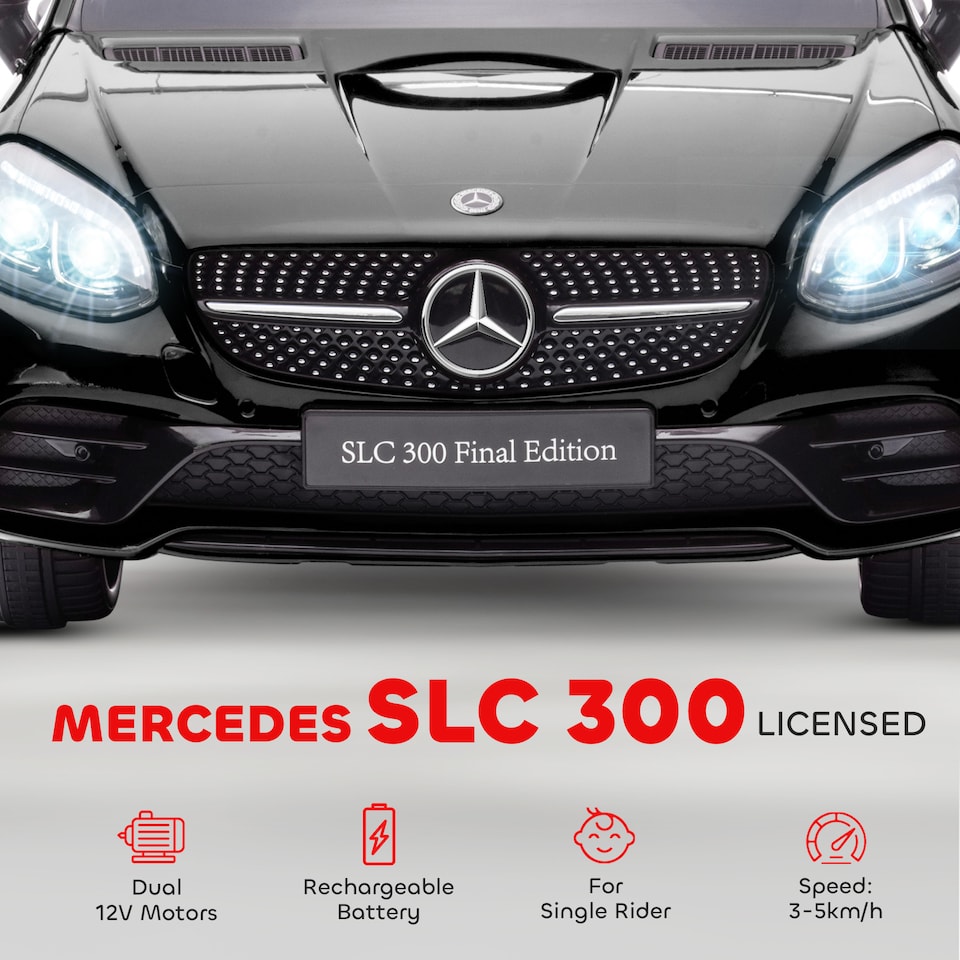 image 1 of AIYAPLAY Benz SLC 300 Licensed 12V Electric Car for Kids, Kids' Electric Ride on with Parental Remote, Music Lights, Suspension Wheels for 3-6 Years, Black