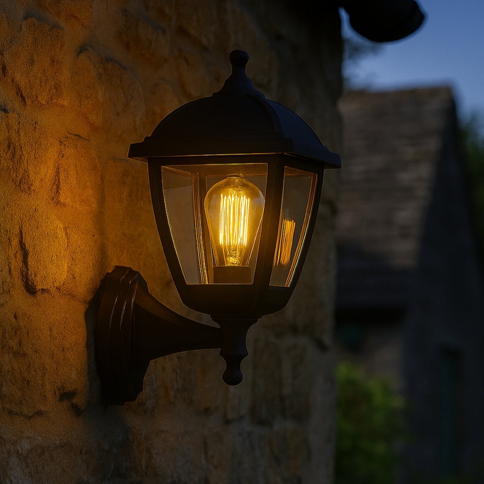 image 1 of CGC MYRA Large Black Outdoor Wall Lantern Light with Clear Diffuser IP44 Polycarbonate Coastal
