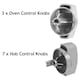 image 2 of SPARES2GO Temperature Control + Hob Control Knobs Kit for Belling 44444 Series Oven Cooker (Chrome, Pack of 10)