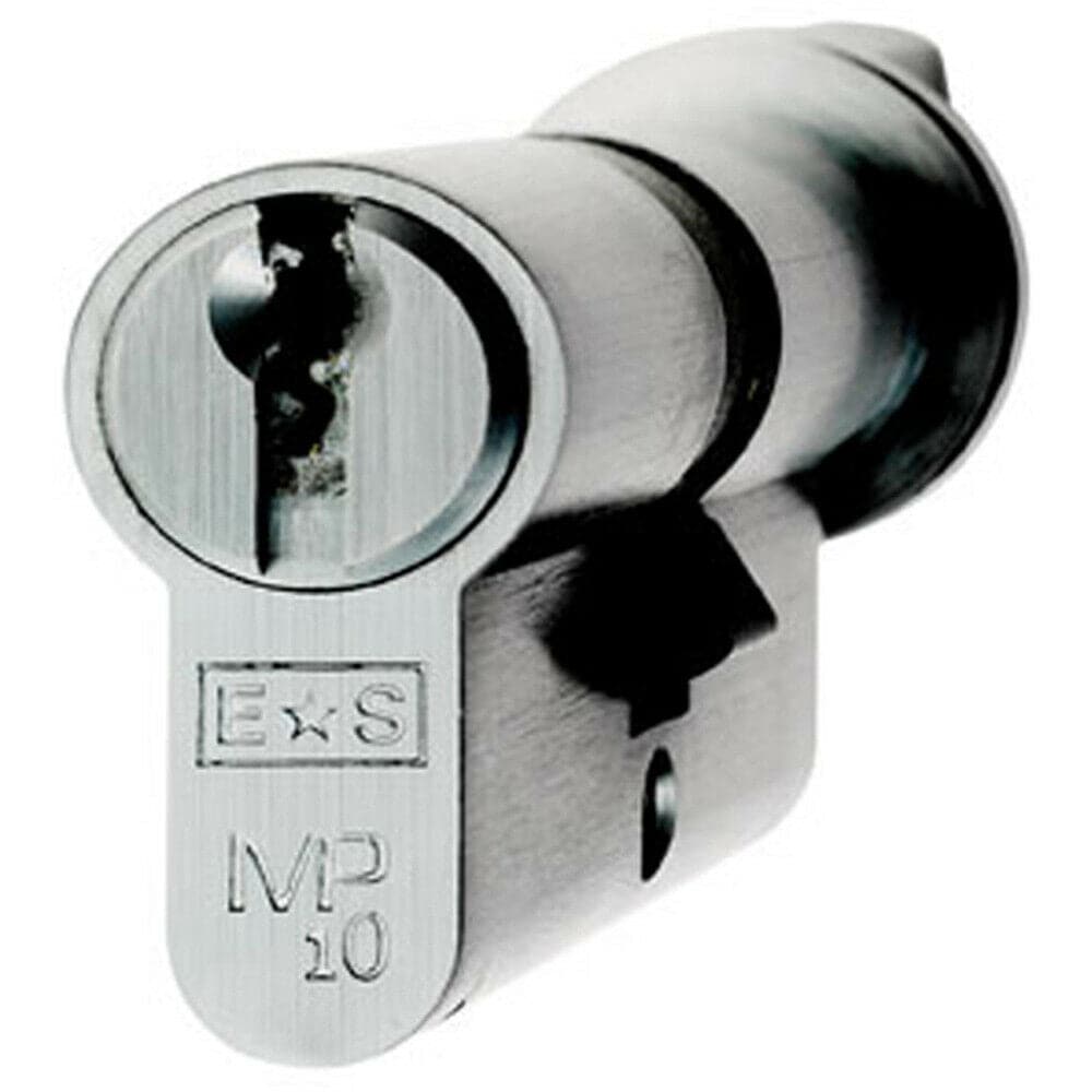 Loops 64mm Euro Cylinder & Thumbturn Lock Keyed to Differ 10 Pin Satin Chrome