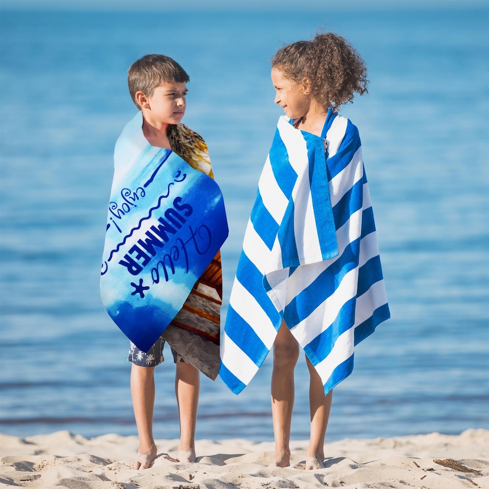 GEEZY Microfibre Beach Towel Hello Summer Design Large 70x140cm