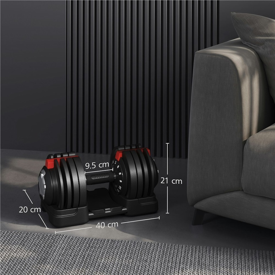 image 1 of Yaheetech 3-24KGS Adjustable Dumbbell Black