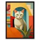 image 1 of Abstract Cubist Cat Plant Feline Geometric Black Framed Wall Art Print A4