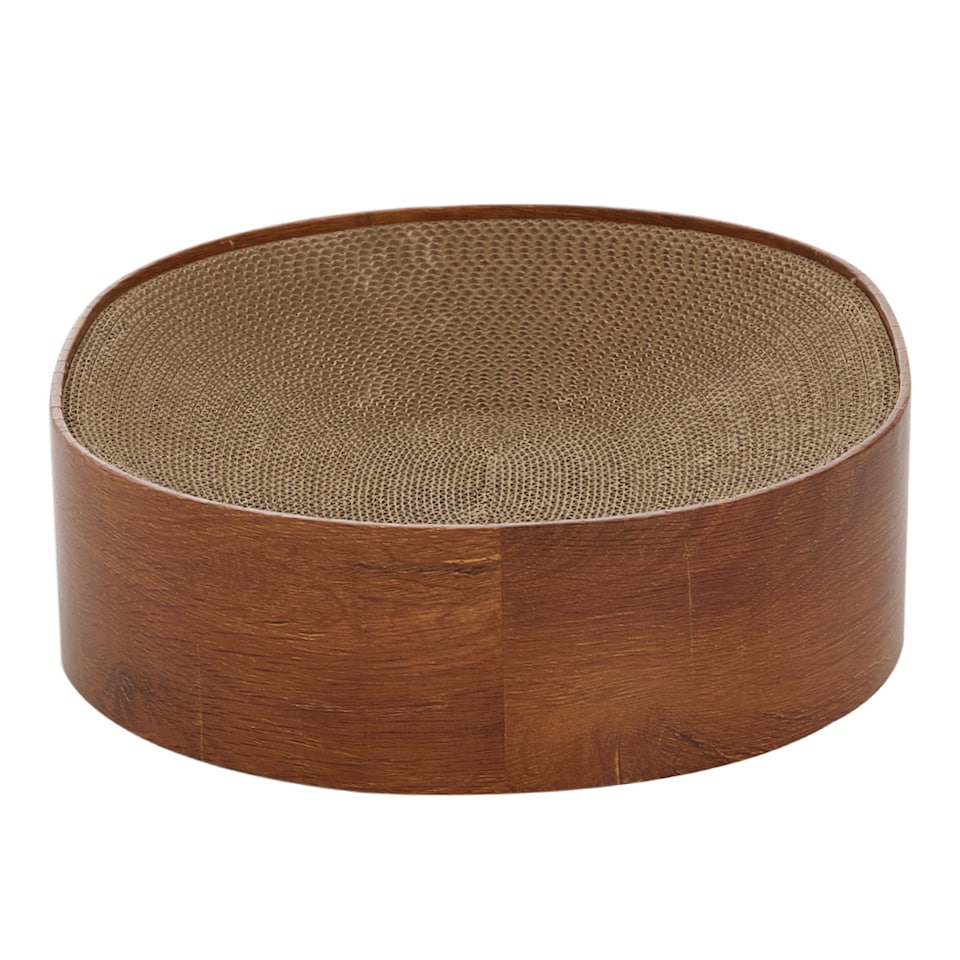 image 1 of Living and Home Oval Cat Scratcher Bed Cardboard Claw Scratching Board for Cats | Brown