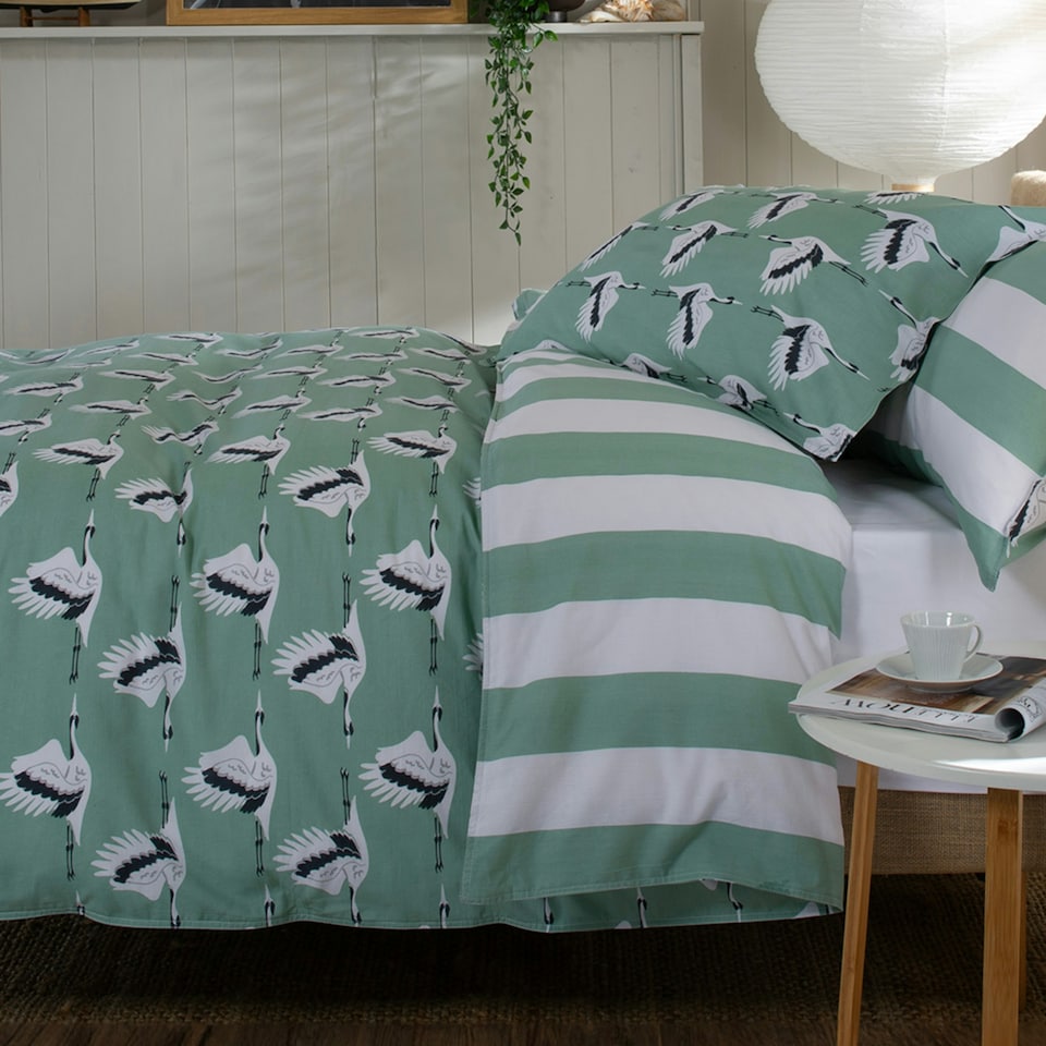 image 1 of 100% Soft Cotton Printed Sedge Piped Duvet Cover Set Blue | Blue | King