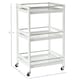 image 3 of HOMCOM 3-Tier Home Trolley Kitchen Storage w/ Steel Bars 4 Wheels Rolling White