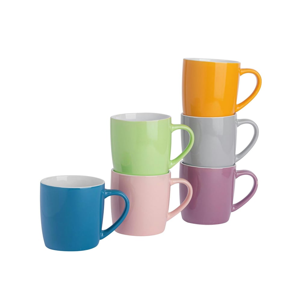 image 1 of Argon Tableware Coloured Coffee Mugs - 350ml - Summer Meadow - Pack of 6 Multi